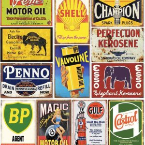 12 Pieces Reproduced Vintage Gas Oil Car Tin Signs