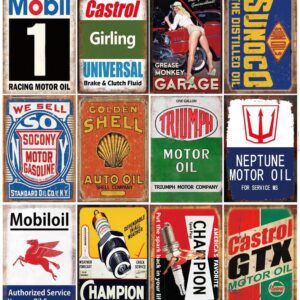 12-Piece Vintage Gas & Oil Car Tin Signs